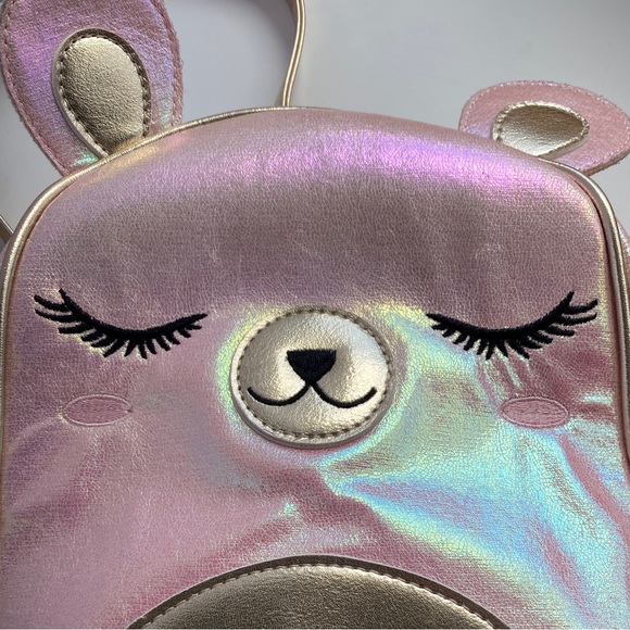 Pink and Gold Bear Small Mini Backpack Purse Under One Sky - Picture 2 of 7